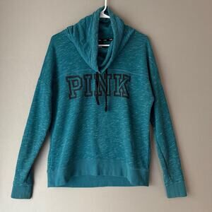 Victoria's Secret PINK sz S blue teal‎ cowl neck Hoodie NWOT